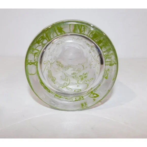 Vintage MCM Bedside Water Carafe and Cup Glass Tumbler  Set Green Clear Retro - Picture 8 of 10